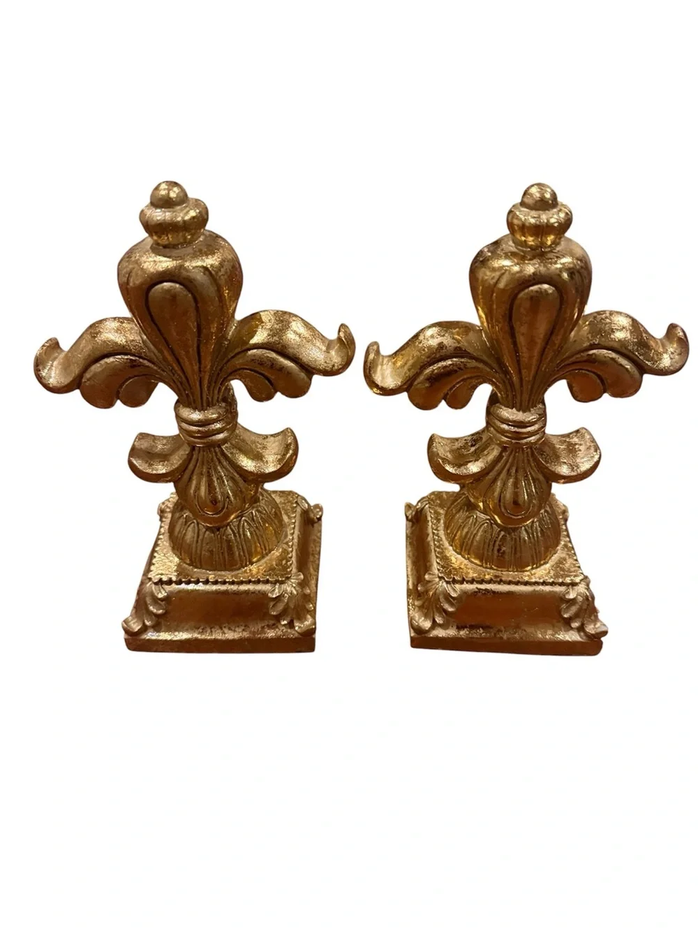 Gold Finish Fleur-de-Lis Christmas Holiday Stocking Holders Set of 2 NWT